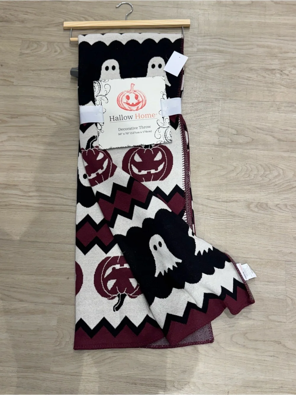 Halloween Throw Blanket - Black, White & Maroon